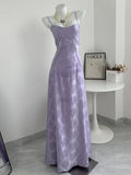 Lavender A Line Spaghetti Straps Satin Long Prom Dress Evening Dress HZ1023