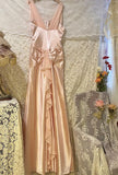Sweet Pink 3D Rose A Line V Neck Satin Long Prom Dress Date Dress HZ1023