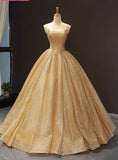 Ball Gown Sequins Gold Quinceanera Dress Sweet 16 Dresses HZ1023