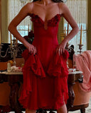 Sexy A Line Spaghetti Strap Flower Burgundy Chiffon Short Party Dress Evening Dress HZ1023