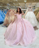 tulle princess off shoulder long formal prom dress, long strapless pink flower appliqu¨¦s evening dress HZ1023