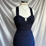 Charming Straps Navy Blue Ombre Long Backless Prom Dress Evening Dress HZ1023