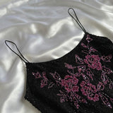 Black Retro Elegant Pink Beaded Chiffon Prom Dress Evening Dress Birthday Party Dress HZ1023