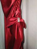 Sexy A Line Halter Red Satin Open Back Homecoming Dress Cocktail Dress HZ1023