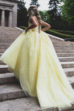 Yellow Lace Prom Dresses Long, Formal Dress, Pageant Dance Dresses, School Party Gown HZ1023