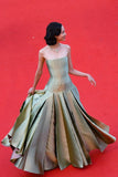 Gentle Mermaid Strapless Sage Green Pleated Satin Long Party Dress Evening Dress HZ1023