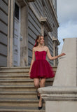 Burgundy A Line Strapless Satin Tulle Mini Homecoming Dress Cocktail Dress HZ1023
