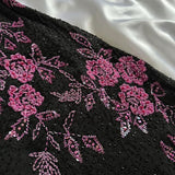 Black Retro Elegant Pink Beaded Chiffon Prom Dress Evening Dress Birthday Party Dress HZ1023
