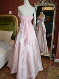 Vintage A Line Spaghetti Strap Light Pink Tulle Long Prom Dress Evening Dress HZ1023