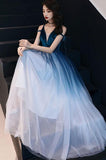 Simple navy blue tulle long prom dress, green tulle evening dress HZ1023