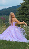 modest lilac long prom gowns, chic lace prom dresses, formal evening dresses for teens HZ1023