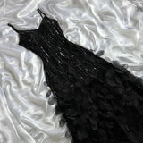 Gorgeous A Line Spaghetti Strap Beaded Sequin Ivory Chiffon Prom Dress Evening Dress HZ1023