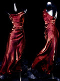 Charming Mermaid Spaghetti Strap Burgundy Satin Prom Dress Evening Dress HZ1023