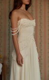 Cute A Line Off the Shoulder Ivory Chiffon Ruffle Prom Dress Graduation Prom Dress HZ1023