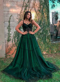 Stylish green tulle long prom dress, green evening dress HZ1023