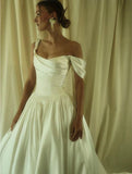 Classic Simple A Line Straps Satin Prom Dress Wedding Dress HZ1023