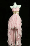Pink A Line Sweetheart Neck Beaded Layered Chiffon Prom Dress Evening Dress HZ1023