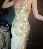 Gentle Green Mermaid Spaghetti Strap Sequin Chiffon Prom Dress Evening Dress HZ1023