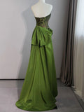 A Line Sweetheart Neck Embroidery Satin Long Prom Dress Evening Dress HZ1023