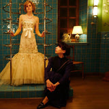 Stunning Mermaid Strapless Sequin Tulle Long Evening Dress Prom Dress HZ1023