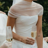 Pretty Ball Gown Strapless Satin Tulle Long Wedding Dress HZ1023