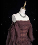 A Line Off The Shoulder Beads Tulle Long Prom Dress Evening Dress HZ1023