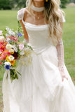 Simple Classic White A Line Strap Satin Tulle Long Prom Dress Wedding Dress HZ1023