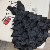 Hot Pink A Line V Neck Ruffles Satin Knee Length Homecoming Dresses Outfits HZ1023