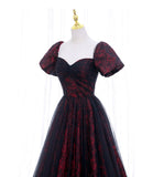 A-line Black Tulle Long Prom Dress Evening Dress HZ1023