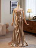 Golden Mermaid Sequins Long Prom Dress Evening Dress HZ1023