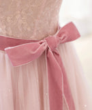 A Line Straps Pink Tulle Lace Short Prom Dress Homecoming Party Dress HZ1023