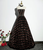 Shiny A Line Strapless Sequins Long Prom Dress Evening Dress HZ1023