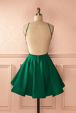 Cute green backless short prom dress, green homecoming dress HZ1023