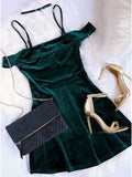 A-Line Off-The-Shoulder Dark Green Homecoming Dress HZ1023