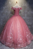 Charming Ball Gown Off-The-Shoulder Tulle Sweet 16 Dress, Quinceanera Dress HZ1023