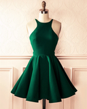 Cute green backless short prom dress, green homecoming dress HZ1023