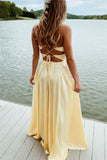 D1070,Popular Yellow Evening Dresses,Long Prom Dresses,Cross Back Prom HZ1023