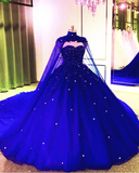 Tulle Ball Gown Quinceanera Dresses With Cape Prom Dress HZ1023
