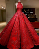 ball gown red prom dresse sequins shinning long evening dresses gowns HZ1023