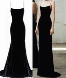 Spaghetti Straps Black Mermaid Evening Dress, Formal Prom Dress HZ1023