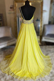Yellow one shoulder tulle long prom dress yellow evening dress HZ1023