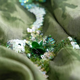 Vintage A Line Spaghetti Straps Sequins Green Satin Evening Dress Party Dress HZ1023