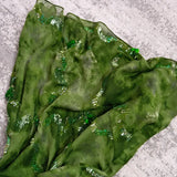 Vintage A Line Spaghetti Straps Sequins Green Satin Evening Dress Party Dress HZ1023