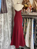 V Neck Lace Burgundy Prom Dress Vintage Mermaid Evening Party Gown Birthday Dress HZ1023