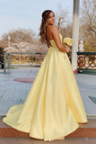 Yellow sweetheart backless long prom dress, yellow evening dress HZ1023