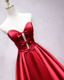 Elegant A Line Strapless Satin Bow Formal Prom Dress Party Dress HZ1023