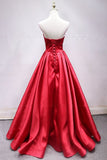 Elegant A Line Strapless Satin Bow Formal Prom Dress Party Dress HZ1023