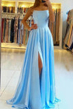 Simple A Line Sage Green Long Prom Dress With Slit Evening Party Dress HZ1023