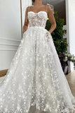 Gorgeous Off White Sweetheart Lace Prom Dress A-Line Spagetti Straps Long Evening Dress HZ1023