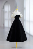 Elegant A Line Off the Shoulder 3D Floral Velvet Prom Dress Evening Dress HZ1023